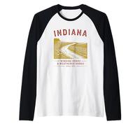 Indiana Winding Roads And Weathered Hands Raglan Baseball Tee