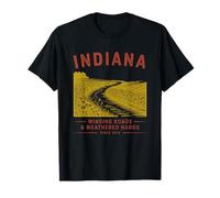 Indiana Winding Roads & Weathered Hands Vintage Design T-Shirt