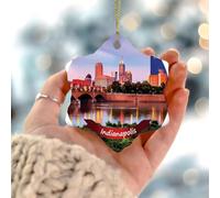 Indianapolis City Landscape Christmas Ornaments Contemporary State Famous' Architecture Keepsake Gift Christmas Tree Decorations Elegant Ceramic Souvenir for Friends Coworkers Employees Family