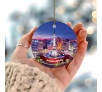 Indianapolis City Landscape Christmas Ornaments Contemporary State Famous' Architecture Keepsake Gift Indoor Home Decor Funny Ceramic Porcelain Christmas Bauble Present for Kids Children Daughter Son