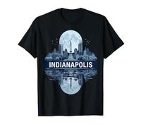 Indianapolis City Skyline Reflection with Full Moon T-Shirt