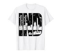 Indianapolis IND Distressed Skyline and Race Car T-Shirt
