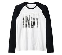 Indianapolis Indiana Cityscape Skyline Raglan Baseball Tee