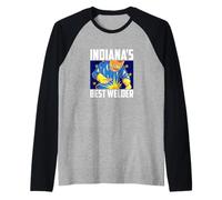 Indiana's Best Welder Ironworker Ironsmith Indiana Welding Raglan Baseball Tee