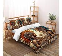 Indians Bedding Set Super King（260x220cm）, Indian Culture Quilt Set, for Boys Girls Teens Room Decor Indian Culture 3D Print Duvet Insert 3-piece with 2 Pillowcase