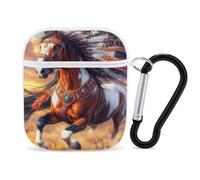 Indians Horse Earphone Case Cover Compatible with AirPods 1&2 Shockproof Bluetooth Headset Case White-style
