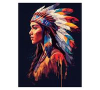 Indians Paint by Numbers for Adults, FigureArt Paint by Numbers for Children, DIY Hobbies for Adults Women Canvas for Painting 38 x 28 in, Wall Art for Living Room Decor Gifts for Women model-0829
