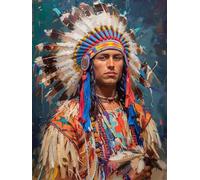 Indians Paint by Numbers, Paint by Numbers for Adults Man, Painting Kits with 3 Brushes and Acrylic Pigment, DIY Painting Art Crafts Hobbies for Adults Women, for Home Wall Decor, 12x16 in 6-8392