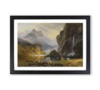 Indians Spear Fishing by Albert Bierstadt Framed Print | A2 Black Framed Wall Art | Ready to Hang | Modern Nature Picture | Living Room Bedroom Lounge Office