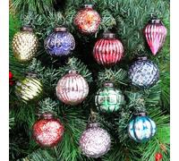 IndianShelf 12 Retro Vintage Unique Large Christmas Ornaments Multi Glass Christmas Balls for Christmas Tree, Halloween, New Year, Valentine Day, Holidays, Event & Wedding Party Decor- 2"