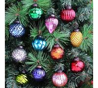 IndianShelf 12 Vintage Christmas Ornaments Multi Glass Christmas Balls Unique Large Ornaments for Christmas Tree, Halloween, New Year, Valentine Day, Holidays, Event & Wedding Party Decor- 2 Inch