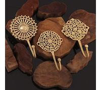 IndianShelf 3 Boho Wall Hooks Shabby Chic Key Coat Rack Gold Vintage Wall Hooks for Hanging Coats