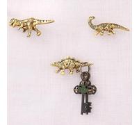 IndianShelf 3 Pieces Cute Dinosaur Kids Nursery Wall Hooks for Hanging Things Decorative Bathroom Wall Decor Gold Towel Hooks for Hanging Coats, Purse, Backpack, Hats, Ties
