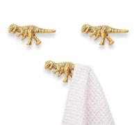 IndianShelf 3 Pieces Cute Kids Dinosaur Nursery Wall Hooks for Hanging Things Decorative Bathroom Wall Decor Gold Towel Hooks for Hanging Coats, Purse, Backpack, Hats, Ties
