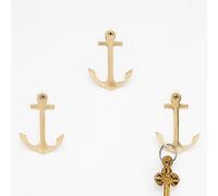 IndianShelf 3 Pieces Decorative Anchor Hooks Nautical Hooks for Hanging Antique Coat Hooks Gold Wall Hook Nautical Key Holder for Wall Vintage Towel Holder