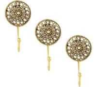 IndianShelf Boho Wall Hooks - Brass Decorative Key Hooks Holder Coat Rack Wall Mount Gold Vintage Coat Hooks for Hanging - Maximum 20 lbs