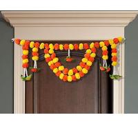 INDIANSTORE4EVERYONE Artificial Marigold Garlands Flowers Door Toran Door Hanging (Orange & Yellow), 106.7 CM -ML