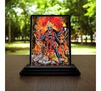 Indianstore4Everyone Kali MATA Car Dashboard Idols Figurine (Wooden - Multicolor - Size 3X5 in) Mahakali Statue for Collectors Shyama Murti for Meditation Room Chamunda Showpiece for Home Decor