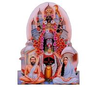 Indianstore4Everyone Kolkata Goddess Shri Maha Kali, Ramakrishna Paramahamsa & Sarada Devi Divine Holy Blessing Wood & Plastic Photo Frame Cutout with Back stand (Size- 6 inch X 8 inch)- Multicolor