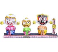 Indianstore4Everyone Lord Jagannath,Subhadra,Balabhadra Idol with Sudarshan Chakra | for Home Deocr, Car Dash Board, Puja, Shop, Office, Gifting Decorative Showpiece - 8 cm (Ceramic, Multicolor)