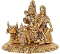 Indianstore4Everyone Metal Shiv Parivar Murti Metal Shiva Parvati Ganesh Idol Shiv Parivar Murti Statue Shiva Idols Family Sitting On Nandi Showpiece Figurine shivling for Home puja