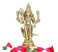 Indianstore4Everyone Murugan Idol Brass Mini | Mini Lord Murugan Statue | Karthikeyan Idol | Mini Murugan Silai Brass 8 CM Height Brass Gold Colour 1 Piece