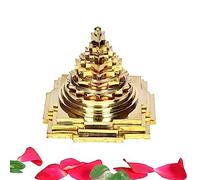 Indianstore4everyone Premium Maha Meru Shree Yantra Brass | Meru Shree Yantra Original with Full Solid Back, Size 3x3 Inch, Gold Colour(1 Piece)