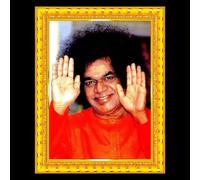 Indianstore4Everyone Puttaparthi Sathya Sai Baba Satya Saibaba Wall Painting Framed Home Decor (Wood,Matte,Gold,Small Size,6 x 8 Inch) R847S