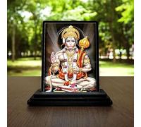 Indianstore4Everyone Wooden Idol for Car Dashboard Hanuman Ji Murti Bajrangbali Statues Sankat Mochan Sculpture Pavanputra Hanuman Figurine Decorative Spiritual Showpieces (Multicolor - Size 3x5 in)