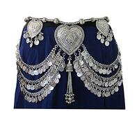 IndiaStop Original Design- Fusion American Tribal Style Belly Dance Coin Belt- Dancer Costume Dress Skirt Hip Scarf Wrap Waist Decorative Jewelry- Womens Fashion Accessory Bohemian Gypsy Hippie Boho