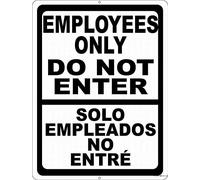 Indication Warning Sign Bilingual Employees Only Do Not Enter English & Spanish Security S Wall Art Outdoor Indoor 12x8 Inches New Aluminum Metal tin Sign