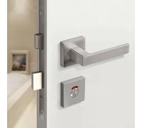 Indicator Door Lock, Indoor Wooden Door Indicator Locks Square Privacy Door Bolt Latch with Red and Green Split Lock for Public Toilet(Silver)
