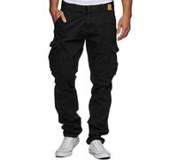 Indicode William Mens Cargo Trousers - Cotton Cargo Pants, Relaxed Fit, Comfortable, Casual Style Combat Trousers for Men UK, Cargos for Work, Outdoors, Utility Black