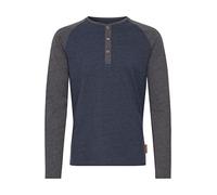Indicode Winston Men's Long Sleeve T-Shirt Top with Grandad Collar, Size:M, Colour:Navy Mix (420)