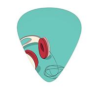Indie Headphones Guitar Picks Picks 12 Pack with Thin Box,Cool Pink Headphones Listening to Music Theme Grunge,Special Guitar Plectrums Gift Set for Guitarist,Turquoise Ruby Pale Pink