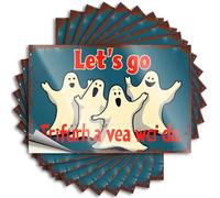 Indie Room Decor Tattoos - Square Christmas Window Let's Go Trick-or-Treating!(6X9CM)