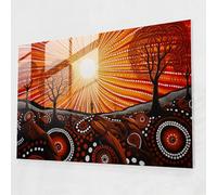Indigenous Australian Glass Art Wall Art - Aborginal, Wall Decoration, Dreamtime, Indigenous Australian Art, 71cm x 50cm