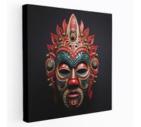 Indigenous Ceremonial Mask Canvas Print - Spiritual Wall Art - Aborigines, Canvas Wall Art, Living Tribal Patterns, Wall Art, 50cm x 50cm