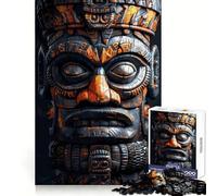 Indigenous Dark Tiki Mask 1000-piece Puzzle for Teenagers Clear Logic Snug Joint Fun Activity Christmas Surprise (38x52cm)