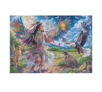 Indigenous Girl with Eagles And Fox 300-piece Jigsaw Puzzle Bundle Family Puzzle Lovers Brain Training Mindful Activity Spring Creativity & Gift Giving 300 PCS