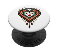 Indigenous Native American Blood Red Hand Heart Shape PopSockets Adhesive PopGrip