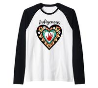 Indigenous Native American Blood Red Hand Heart Shape Raglan Baseball Tee
