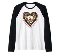 Indigenous Native American Blood Red Hand Heart Shape Raglan Baseball Tee