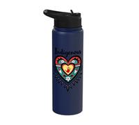 Indigenous Native American Blood Red Hand Heart Shape Stainless Steel Insulated Water Bottle