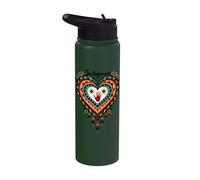 Indigenous Native American Blood Red Hand Heart Shape Stainless Steel Insulated Water Bottle