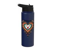 Indigenous Native American Blood Red Hand Heart Shape Stainless Steel Insulated Water Bottle