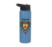 Indigenous Native American Blood Red Hand Heart Shape Stainless Steel Insulated Water Bottle