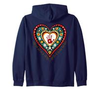 Indigenous Native American Blood Red Hand Heart Shape Zip Hoodie