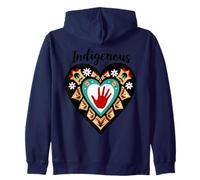 Indigenous Native American Blood Red Hand Heart Shape Zip Hoodie