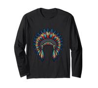 Indigenous Native American Culture Gift Feather Headdress Long Sleeve T-Shirt